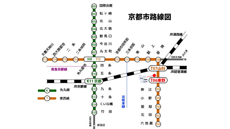 京都市路線図フォトハヤシスタジオへ